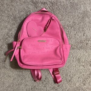 Juicy Couture Pink Embossed Backpack with Heart Pouch